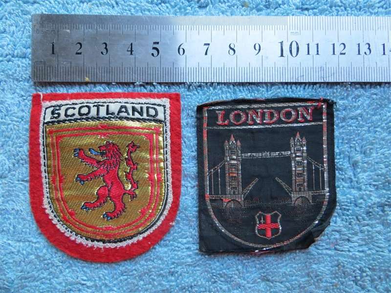 Embroidered London & Scotland Travel Badges x 2 - 1 Bid
