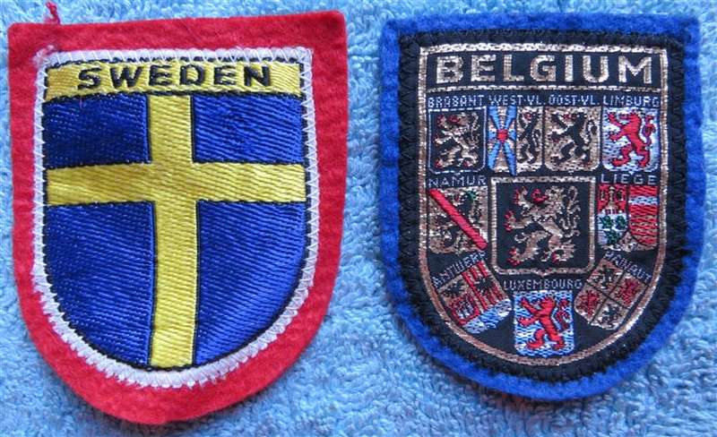 Embroidered Sweden & Belgium Travel Badges x 2 - 1 Bid