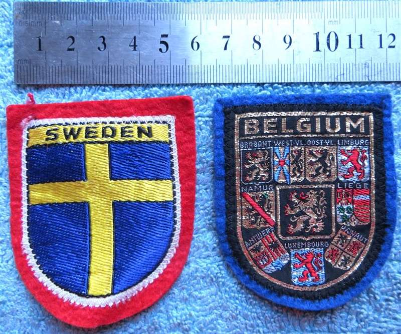 Embroidered Sweden & Belgium Travel Badges x 2 - 1 Bid