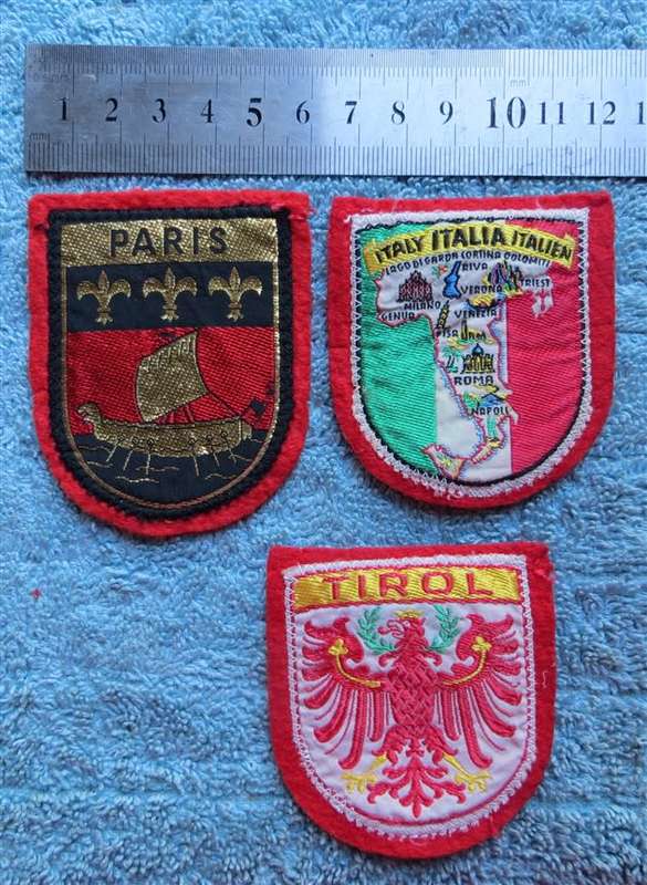 Embroidered Parisl + Italt + Turol Travel Badges x 3 - 1 Bid