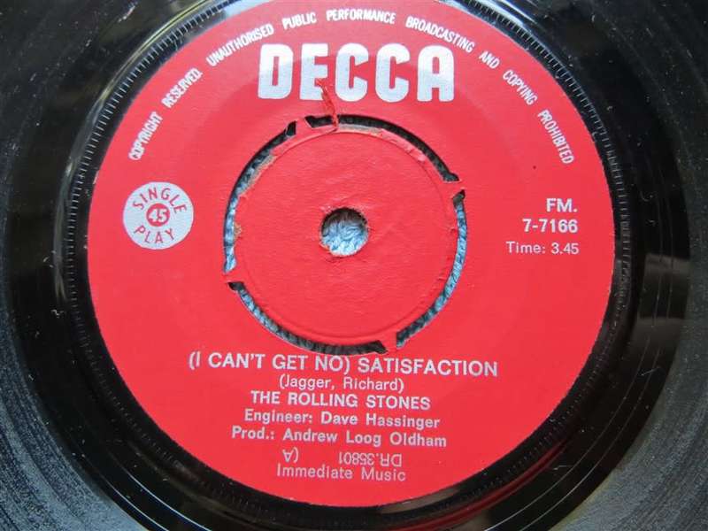 The Rolling Stones Vintage  7`Vinyl Get no Satisfaction/The Under Assistant