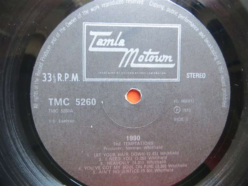 The Temptations - 1990 Vintage Vinyl G Cover /VG