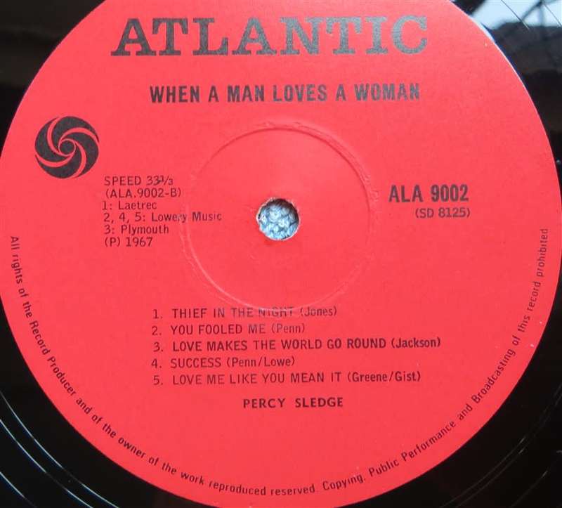 Percy Sledge - When a Man Loves a Woman Vintage Vinyl LP Cover VG/VG