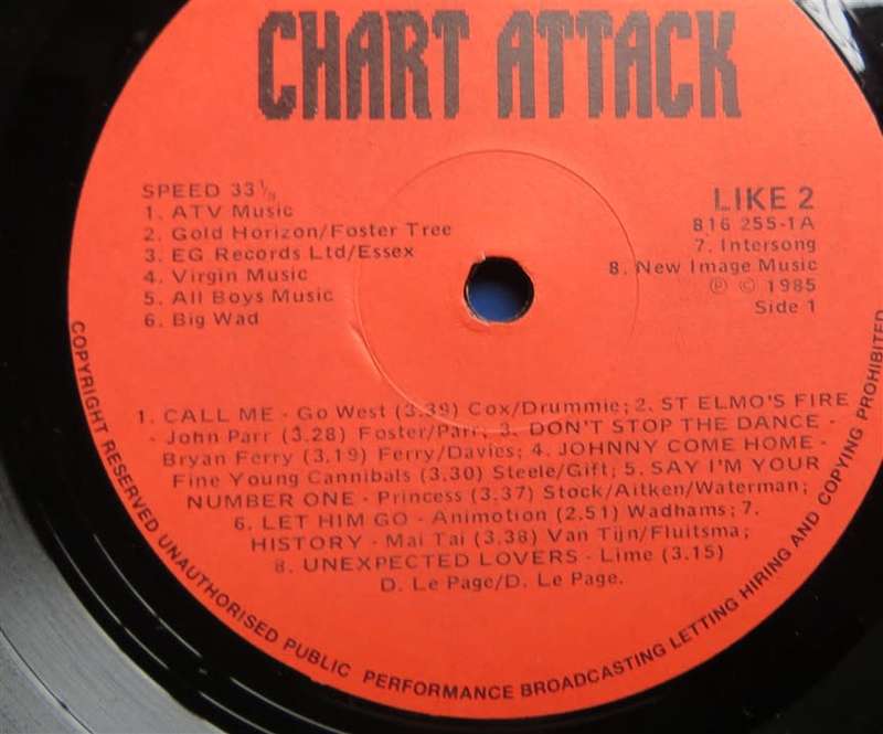 Chart Attack - Various Artists Vintage Vinyl LP Cover VG/VG plus