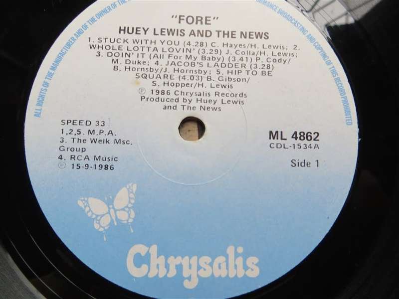 Huey Lewis & the News - Fore! Vintage Vinyl LP Cover VG/VG plus