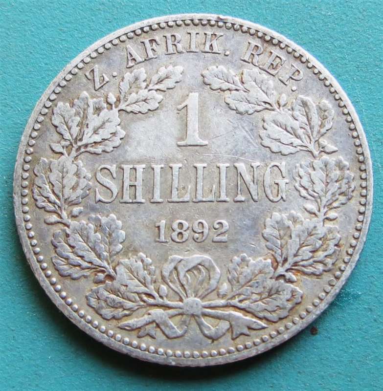 ZAR 1892 1 Shillings 0.925 Silver Coin