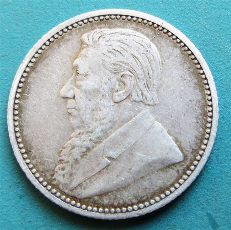 ZAR 1893 6d Sixpence 0.925 Silver Coin