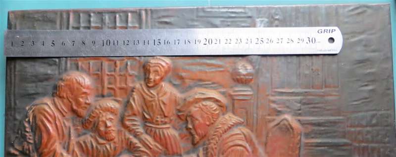 Large Vintage Copper wall Hanger - Clergy Scene +-400mm