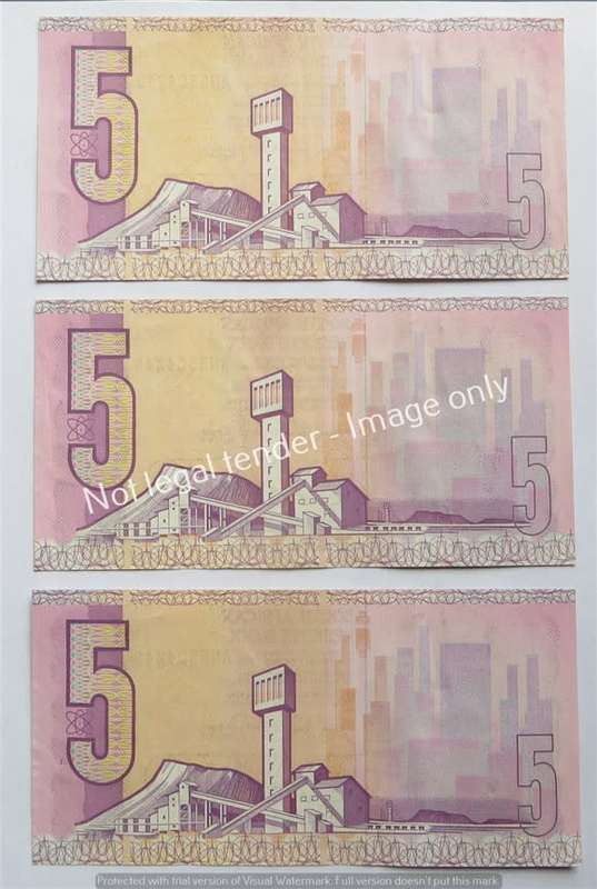 3 X GPC De Kock R5 Notes AN Prefix - 1 Bid for All