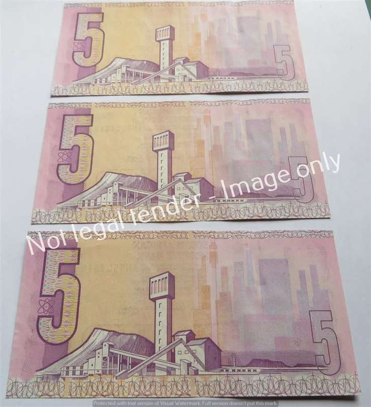 3 X GPC De Kock R5 Notes AN Prefix - 1 Bid for All