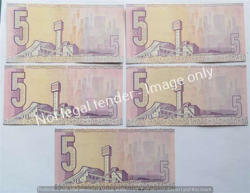 5 X GPC De Kock R5 Notes B2 & B3 Prefix - 1 Bid for All