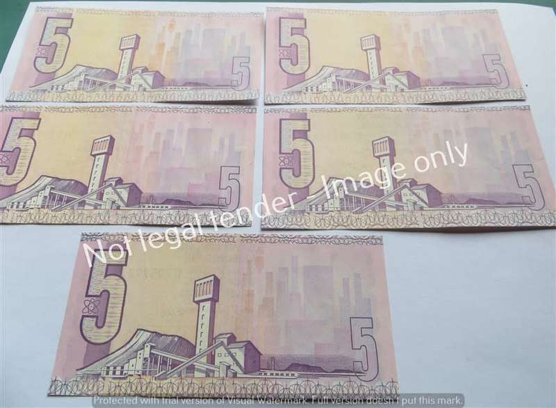 5 X GPC De Kock R5 Notes B2 & B3 Prefix - 1 Bid for All