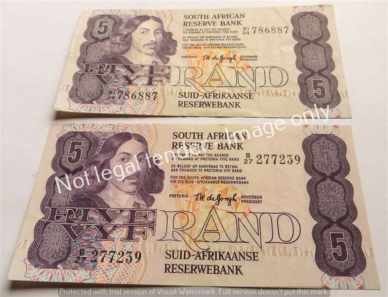 2 x TW De Jongh R5 Notes B 4th Issue