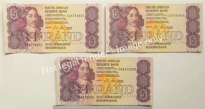 3 x CL Stals R5 Notes CG Prefix - 1 Bid for All