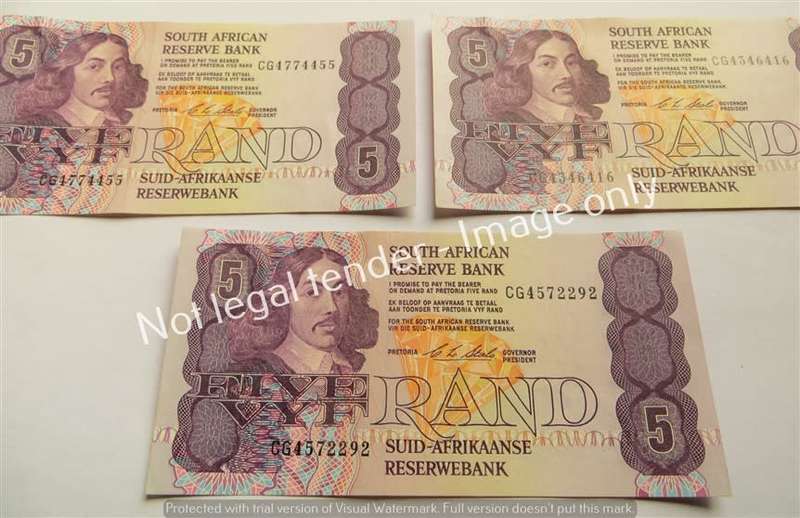 3 x CL Stals R5 Notes CG Prefix - 1 Bid for All