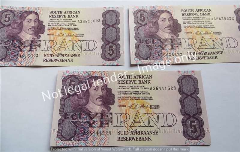3 x CL Stals R5 Notes AS Prefix - 1 Bid for All