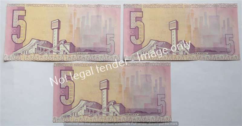 3 x CL Stals R5 Notes AS Prefix - 1 Bid for All