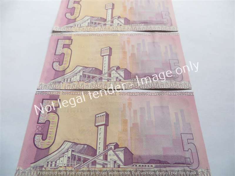 3 x CL Stals R5 Notes AQ Prefix - 1 Bid for All