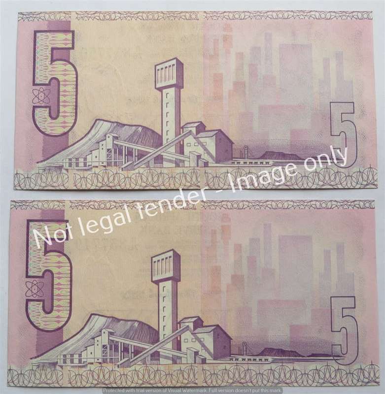 2 x TW De Jongh Consecutive Number 4th Issue R5 Notes - 1 Bid