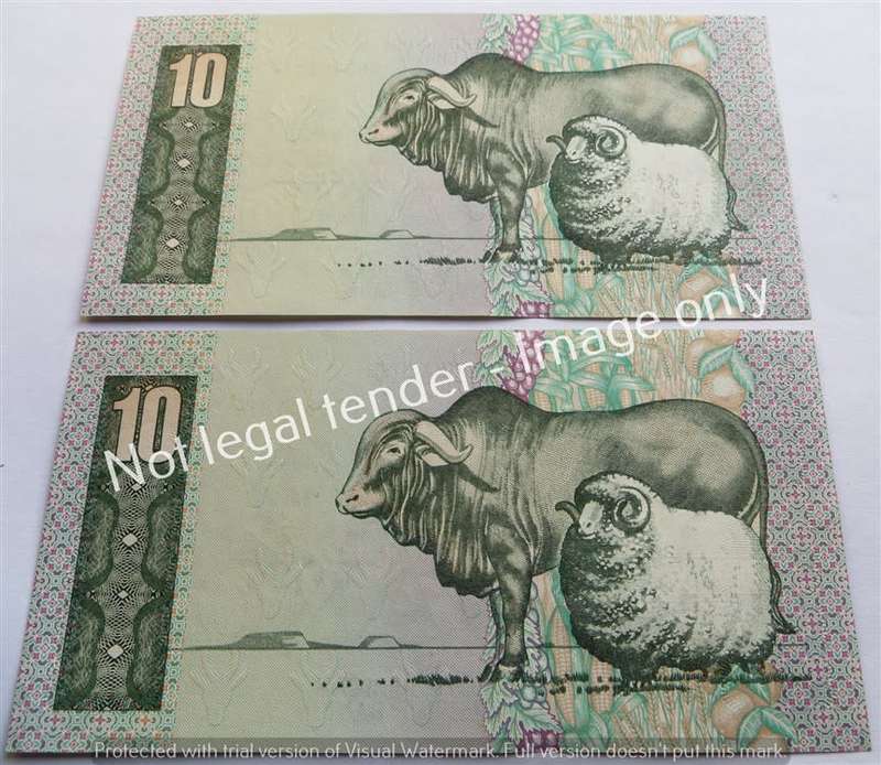 2 x Consecutive Number Stals 1st Issue R10 Notes - 1 Bid for All