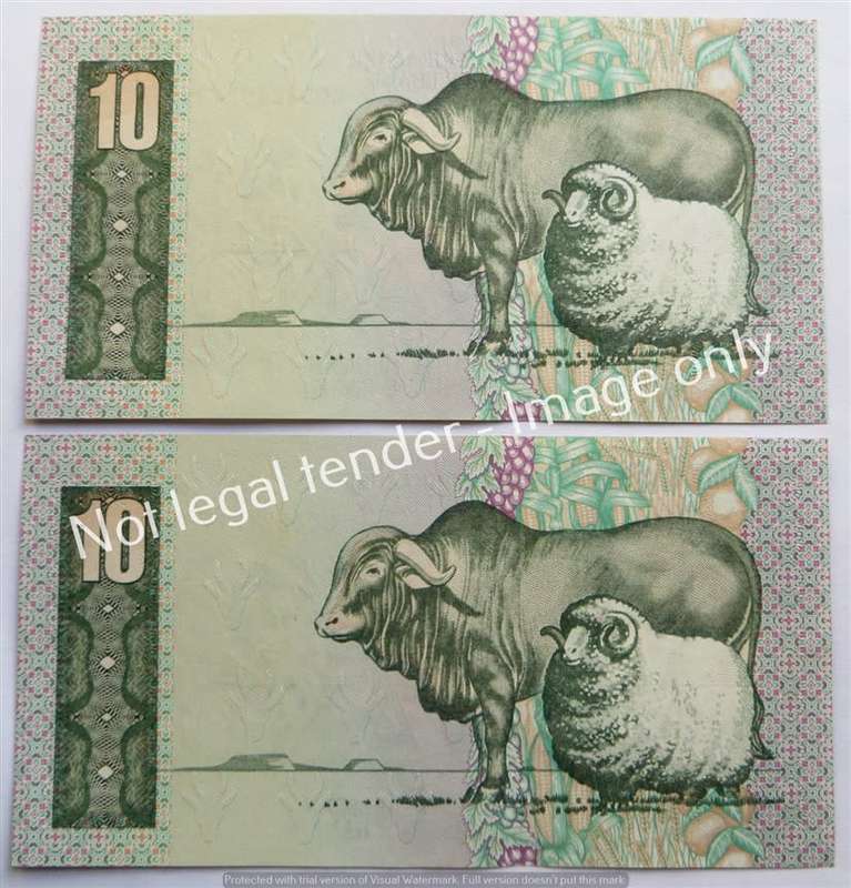 2 x Consecutive Number Stals 1st Issue R10 Notes - 1 Bid for All
