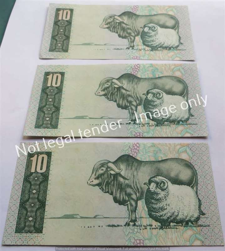 3 x De Jongh Number 4th Issue R10 Notes - 1 Bid for All
