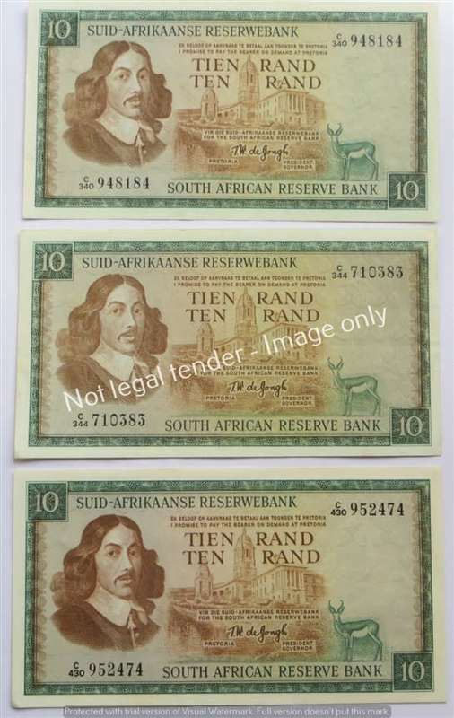 3 x De Jongh Number 3rd Issue R10 Notes - 1 Bid for All