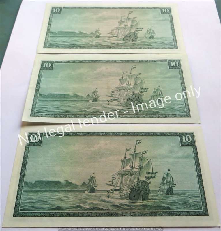3 x De Jongh Number 3rd Issue R10 Notes - 1 Bid for All