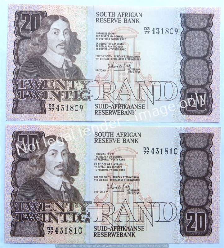 2 x Consecutive D377 GPC De Kock R20 Notes