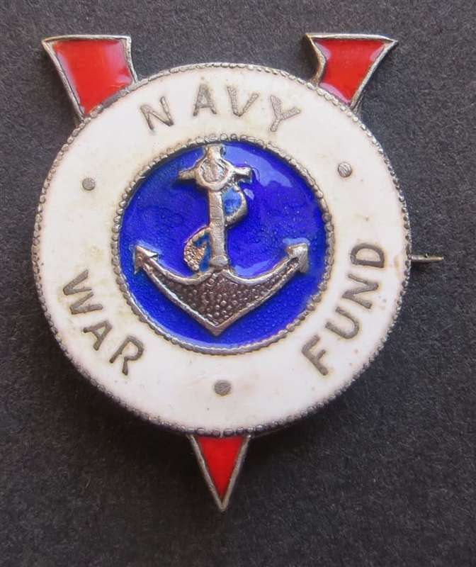 Silver Navy War Fund Victory Badge - Stamped Silver - Enamelled Silver Badge