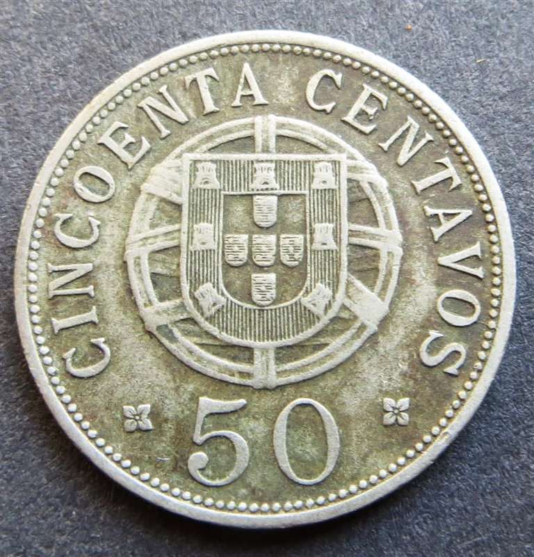1927 Angola 50 Centavos Coin