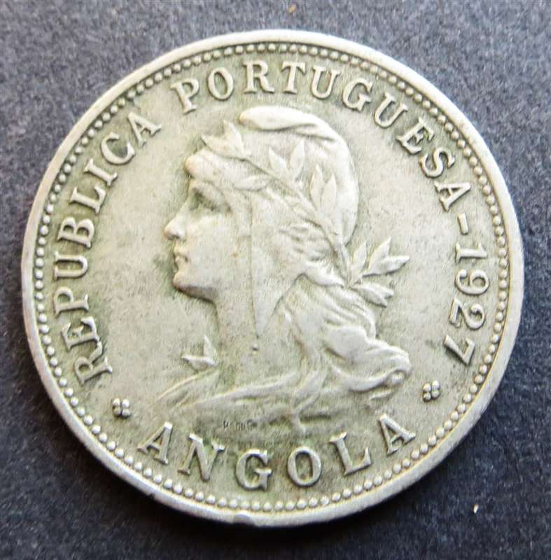 1927 Angola 50 Centavos Coin