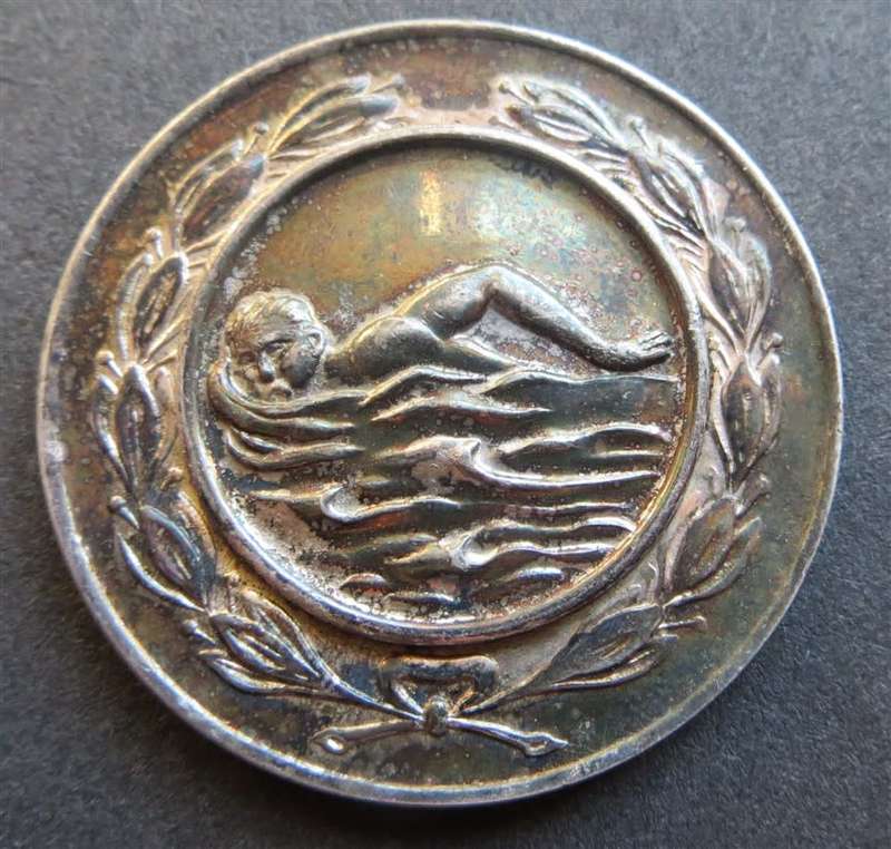 Vintage 40mm Swimming Medal - Looks Silver / Silver Plate