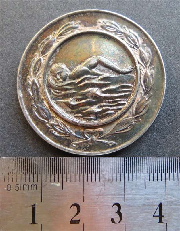 Vintage 40mm Swimming Medal - Looks Silver / Silver Plate