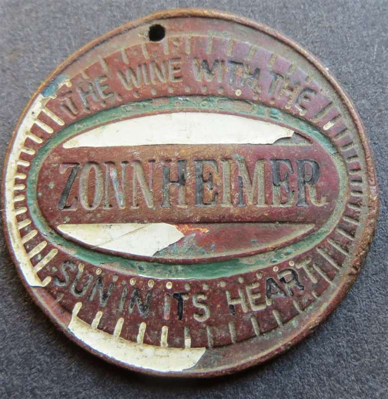 Zonnheimer - The Wine with the Sun in its Heart advertising medallion