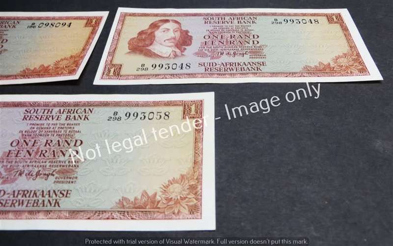 3 x TW de Jongh R1 Notes 2nd Issue Springbok - 1 Bid