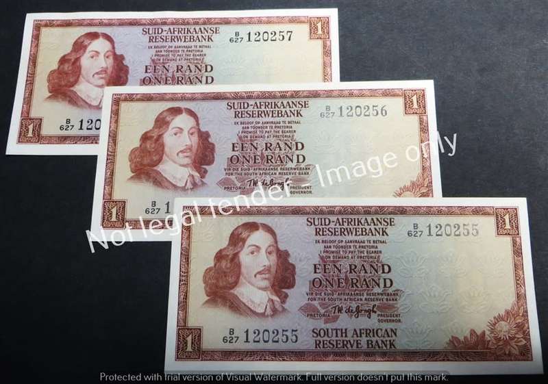 3 x TW de Jongh Consecutive B627 3rd issue R1 Notes - 1 Bid