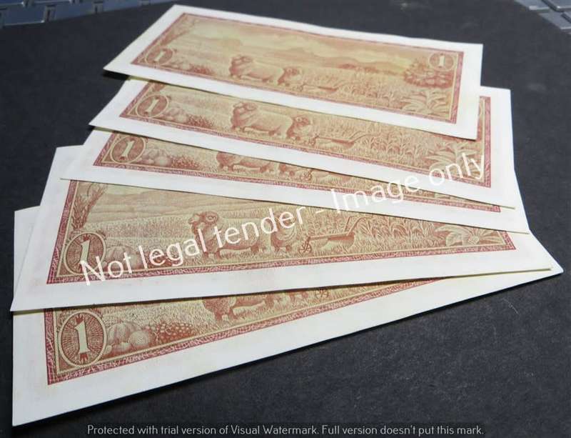 5 x TW de Jongh Consecutive No. B450 3rd issue R1 Notes - 1 Bid