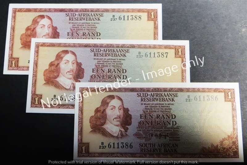3 x TW de Jongh Cons. No. 2nd issue R1 Notes - 1 Bid
