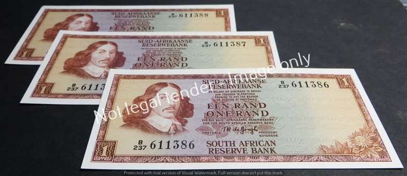 3 x TW de Jongh Cons. No. 2nd issue R1 Notes - 1 Bid