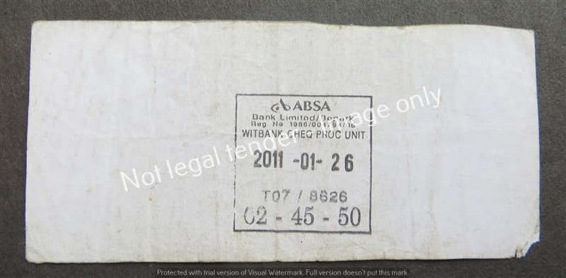 GPC De Kock R2 Note Bank Cancelled