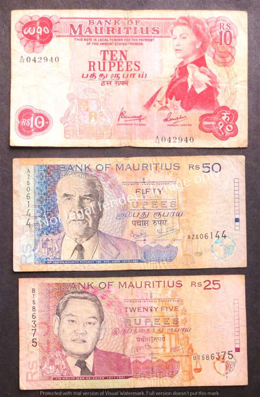3 x Mauritius bank Notes - 1 Bid