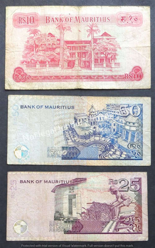 3 x Mauritius bank Notes - 1 Bid