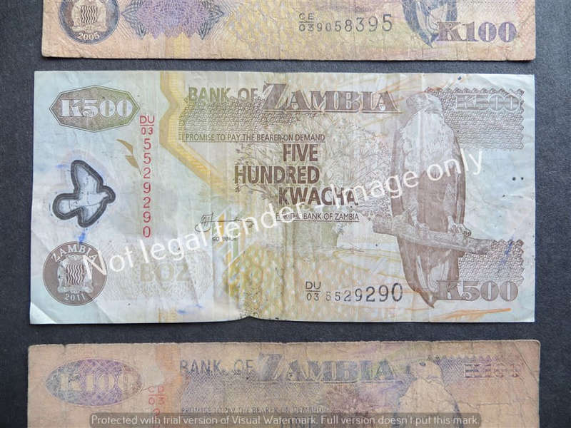 3 x Zambia bank Notes  -  1 Bid