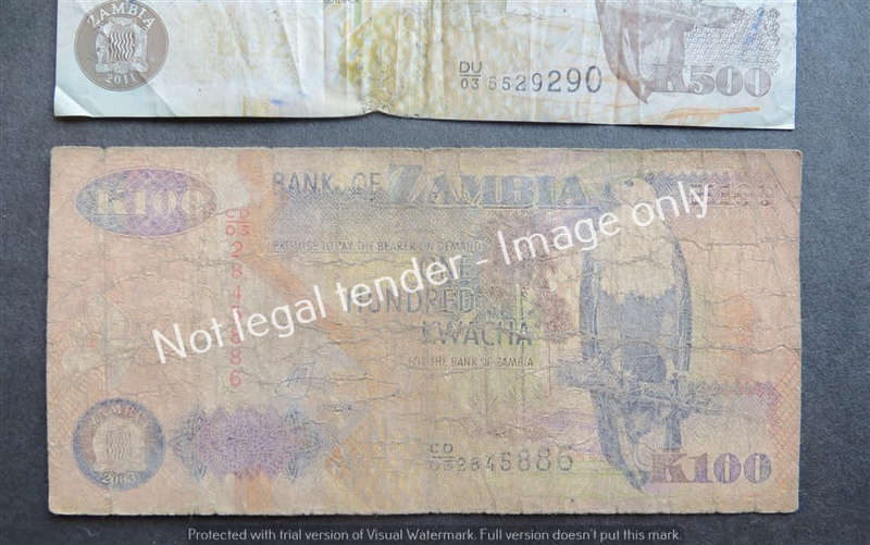 3 x Zambia bank Notes  -  1 Bid