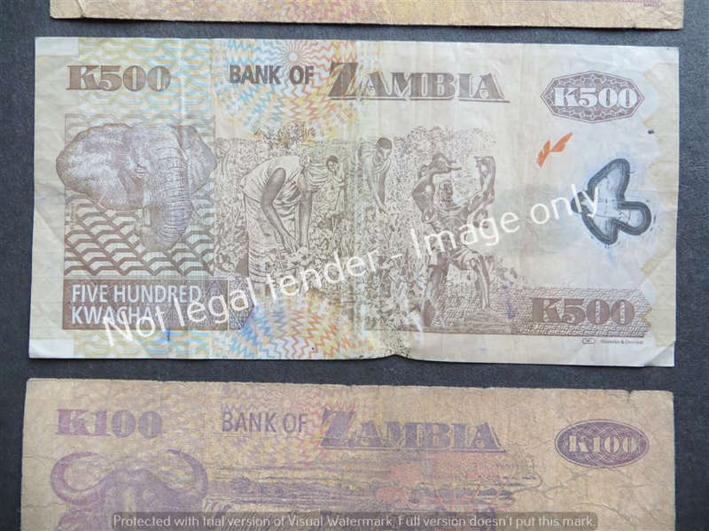 3 x Zambia bank Notes  -  1 Bid