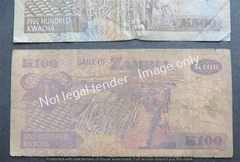 3 x Zambia bank Notes  -  1 Bid