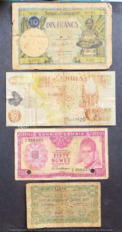 4 x Africa bank Notes - Dix Francs & more