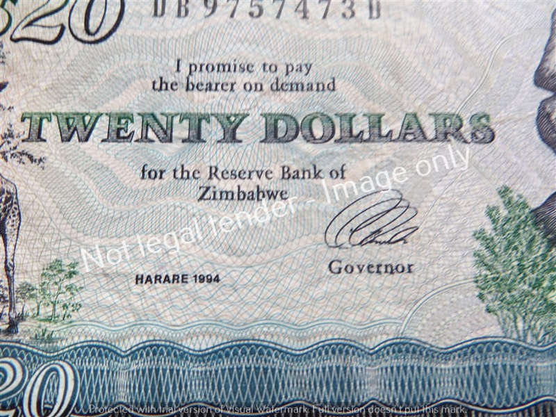 1994 Harare Zimbabwe $20 bank Note