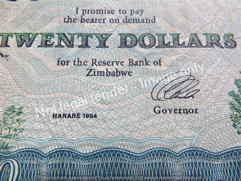 1994 Harare Zimbabwe $20 bank Note